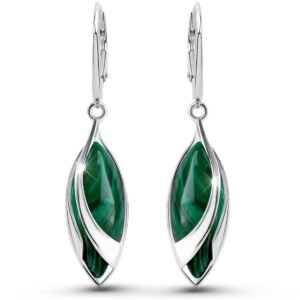 Kolczyki z malachitem srebrne wiszące