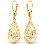 Wyjątkowe Srebrne Pozłacane Kolczyki z Cyrkoniami