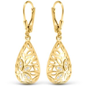 Wyjątkowe Srebrne Pozłacane Kolczyki z Cyrkoniami