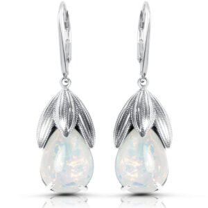 Kolczyki srebrne z opalem artystyczne wiszące