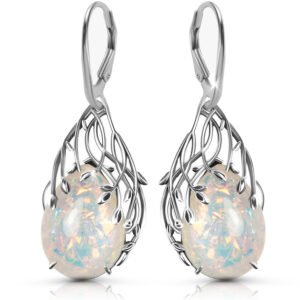 Kolczyki opal srebrne angielskie zapięcie artystyczne