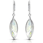 Kolczyki srebrne z opalem wiszące angielskie zapięcie