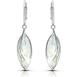 Kolczyki srebrne z opalem wiszące angielskie zapięcie