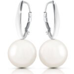 Kolczyki perły wiszące duże srebrne angielskie zapięcie