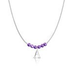 Naszyjnik srebrny ametyst z literką celebrytka