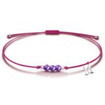 Bransoletka na sznurku z ametystem i Twoją literką