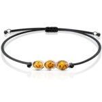 Bransoletka z bursztynem srebrna sznurkowa bursztyn naturalny srebro 925