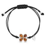 Bransoletka z bursztynu srebrna koniczynka