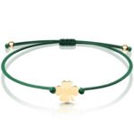 Bransoletka na sznurku złota koniczynka