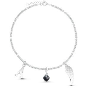 Bransoletka srebrna charms z czarnym turmalinem