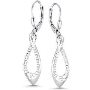 Srebrne wiszące kolczyki z cyrkoniami