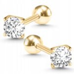 Kolczyki zakręcane złote sztyfty z cyrkoniami helix srebro 925