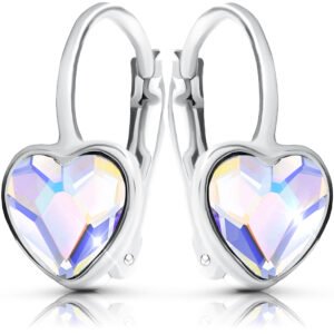 Kolczyki srebrne wiszące dla dziewczynki z kryształami