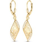 Złote kolczyki długie wiszące z cyrkoniami