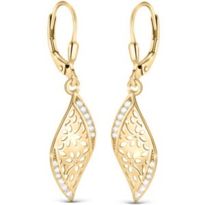 Złote kolczyki długie wiszące z cyrkoniami