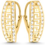 Złote kolczyki wzór grecki zapięcie angielskie