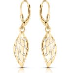 Złote kolczyki srebrne wiszące z cyrkoniami