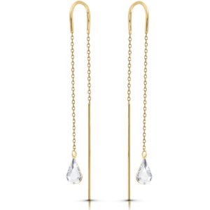 Kolczyki przeciągane kryształy łańcuszki złote