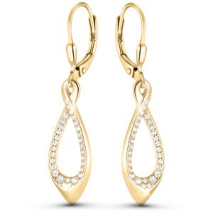 Kolczyki srebrne pozłacane cyrkonie modne wiszące angielskie zapięcie 925