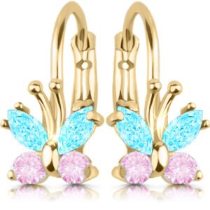 Złote kolczyki 925 dla dziewczynki motylki