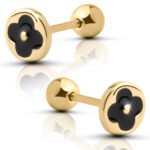 Kolczyki złote helixy zakręcane czarne