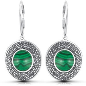 Kolczyki oksydowane srebrne z malachitem