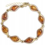 Pozłacana bransoletka z bursztynem