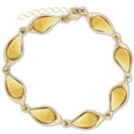 Złota bransoletka z bursztynem mlecznym