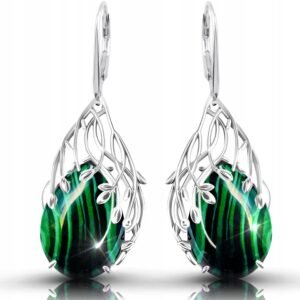 Kolczyki srebrne z malachitem
