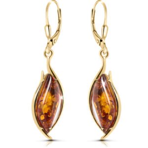 Kolczyki z bursztynem pozłacane