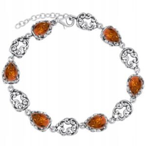 Bransoletka srebrna z bursztynem
