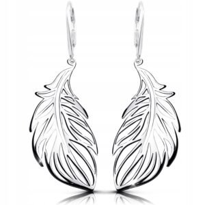 Kolczyki srebrne ażurowe pióra