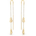 Kolczyki przeciągane przez ucho złote pozłacane przekładane łańcuszki 925