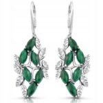 Kolczyki malachit srebrne listki