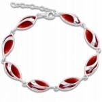 Srebrna bransoletka z koralem damska