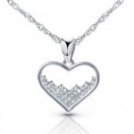 Naszyjnik srebrny damski serce z cyrkoniami próba 925 regulowany pudełko