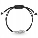 Bransoletka sznurkowa srebrna skrzydło anioła