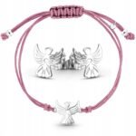 Komplet biżuterii srebrnej dla dziewczynki kolczyki bransoletka aniołek 925