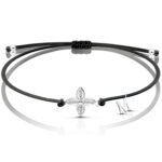 Bransoletka srebrna na czarnym sznurku