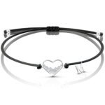 Bransoletka na sznurku serce z Twoją literką