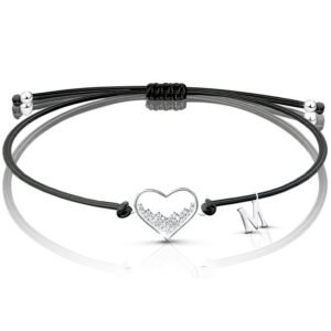 Bransoletka na sznurku serce z Twoją literką