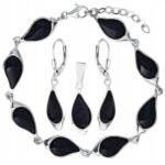 Srebrny komplet noc kairu kolczyki bransoletka zawieszka 925