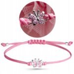 Bransoletka dla dziewczynki srebrna na sznurku regulowana próba 925