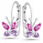 Kolczyki motylki dla dziewczynki wiszące srebrne angielskie zapięcie 925