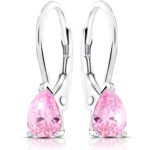 Kolczyki dla dziewczynki wiszące różowe cyrkonie