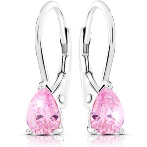 Kolczyki dla dziewczynki wiszące r&oacute;żowe cyrkonie