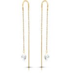 Kolczyki przeciągane złote długie wiszące kryształ