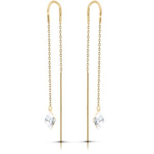 Kolczyki przeciągane złote długie wiszące kryształ