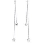 Kolczyki srebrne kulki wiszące łańcuszki długie rodowane srebro 925