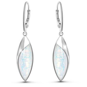 Kolczyki srebrne z opalem białym nowoczesne